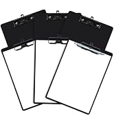 FRETONBA Set of 6 Clipboard with Pen Holder, Black | Low Profile Metal Clip, Hanging Hole Saves S...