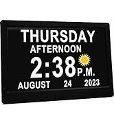 MASSII 11.5 Inch Digital Clock with Auto DST and Sun Moon Icons, Custom Reminders and Calendar Cl...