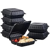 Jaluxing 9X9 Plastic Clamshell Takeout Food Trays Heavy Duty Togo Disposabl...