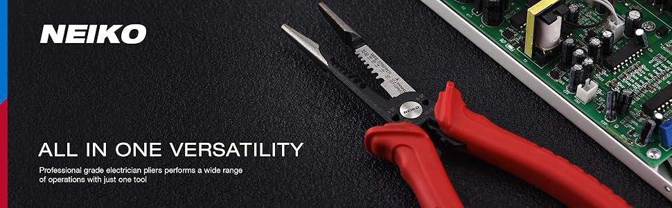 wire stripping stripper cutting cutter gripping crimping needle nose plier electrician insulated non