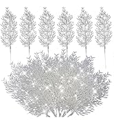 YGbridge Glitter White Stems for Christmas Tree, 40 Pcs Christmas Picks for Christmas Tree Filler...