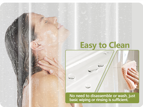Seenus Bathroom PEVA Clear Shower Curtain Liner Weighted with 3 Large Magnets