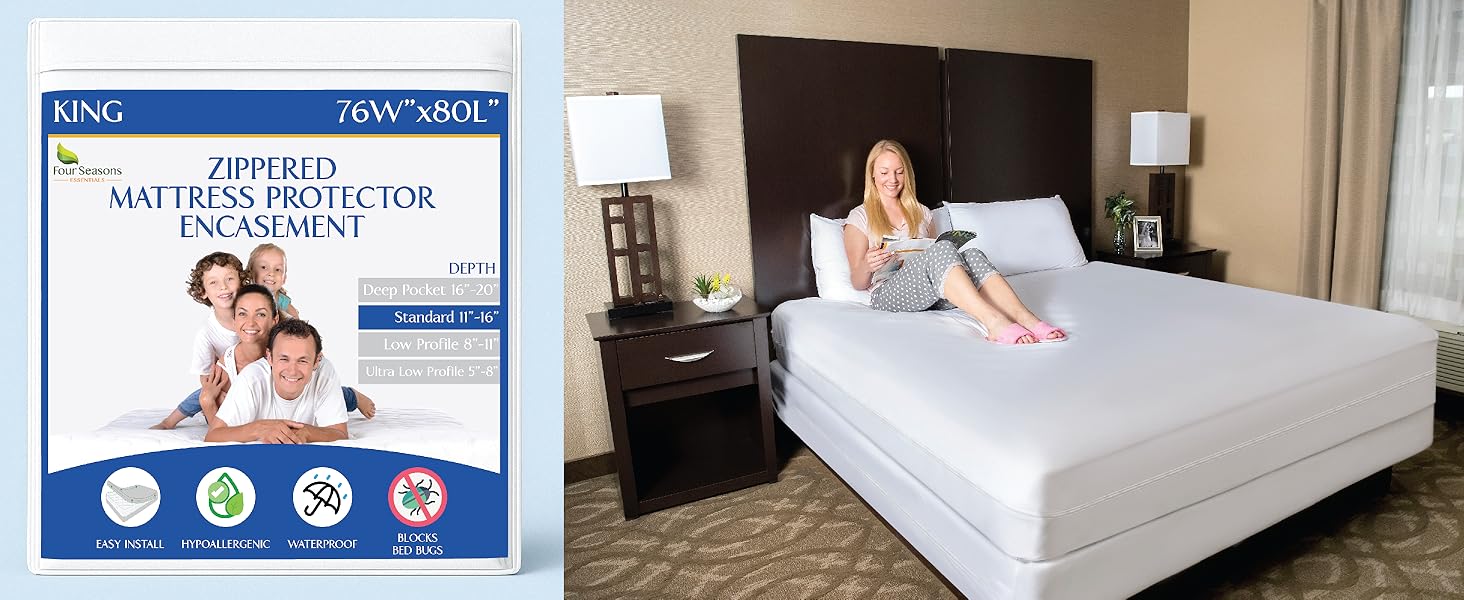 Waterproof Bed Bug Zipper Mattress Protector Encasement