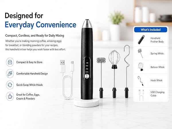 Milk Frother Rechargeable Handheld