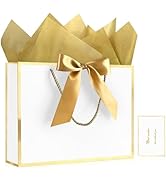 JMANNI 1PCS Large Gift Bag with Ribbon and 1 Greeting Card 2 Tissue Papers, Portable Paper Gift B...