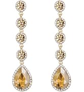 BriLove Women's Elegant Wedding Bridal Crystal Beaded Teardrop Chandelier Dangle Earrings