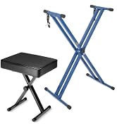 5Core Keyboard Stand Double X Style Piano Riser Adjustable Holder + Keyboard Stool Thick Padded P...
