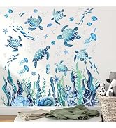 Amimagen Ocean Sea Turtle Wall Stickers - Under The Sea Marine Theme Seaweed Grass Wall Decals - ...