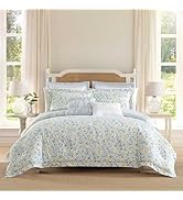 Laura Ashley - Queen Comforter Set, Soft Cotton Blend Bedding with Medium Weight Feel, Reversible...