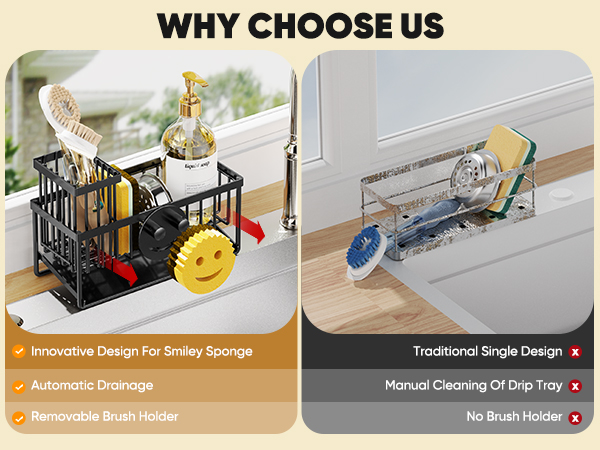 Kitchen Sink Organzier and Storage with High Brush Holder