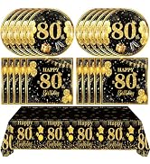 41Pcs 80th Birthday Decorations Back in 1945 Tableware Set Cheers to 80 Years Black Gold Happy 80...