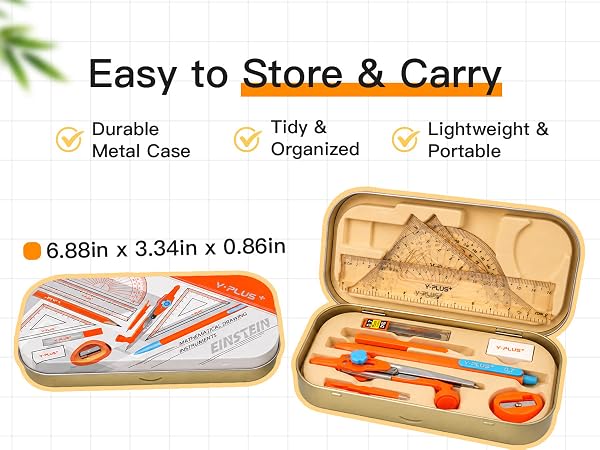 Metal Protractors + Compact Iron Box