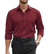 COOFANDY Mens Stretch Dress Shirts Long Sleeve Button Down Shirt Regular Fit Formal Business Shirts