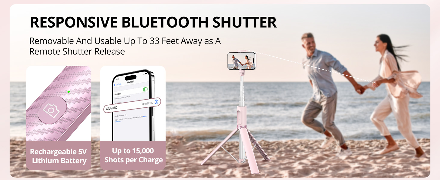 Bluetooth selfie stick tripod