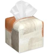 Beige and Orange Abstract Art Tissue Box Cover Square,Tissue Box Holder with Belt Bottom,Stylish ...