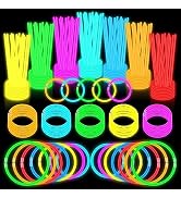 JICUCIUI 8" 800 Glow Sticks Bulk with Accessories (for Bracelets & Necklaces), Glow in The Dark P...