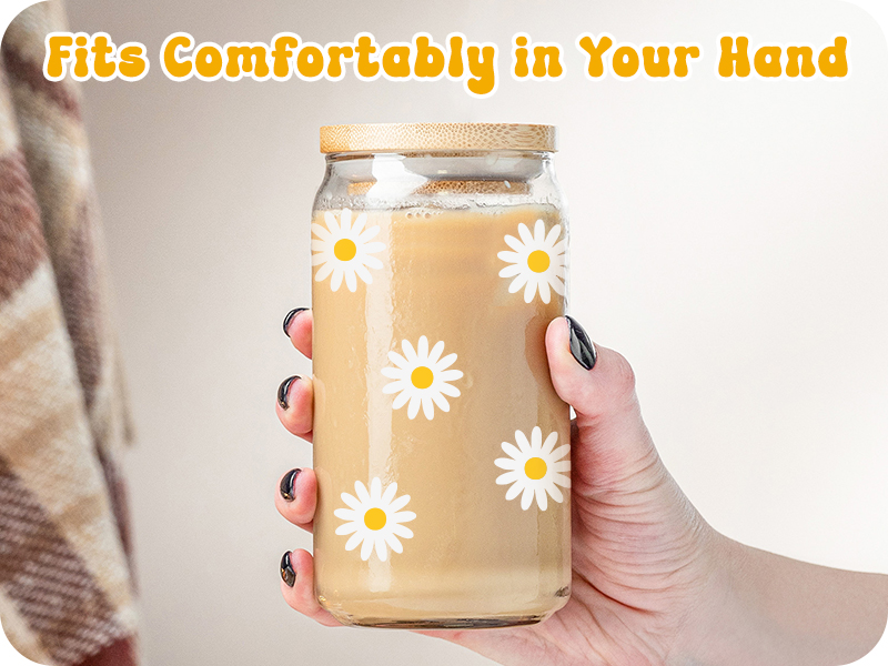 cute mug, cute coffee tumbler, iced coffee cups, daisy cups, daisy glass tumbler with straw and lid