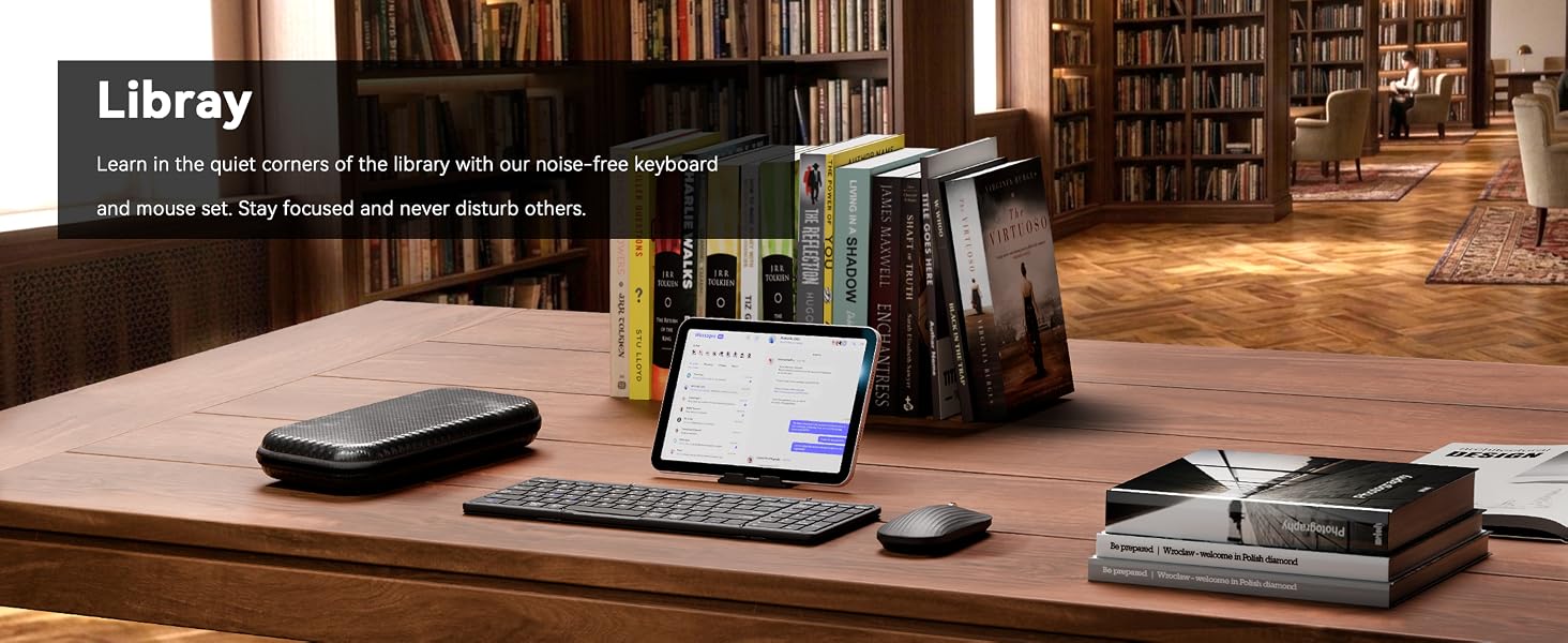 wireless quiet foldable keyboard for libray