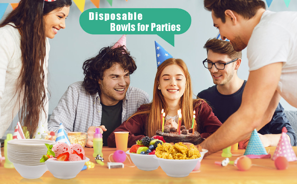 White Party Paper Bowls