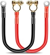 Linkstyle 2PCS 4 AWG Battery Cables 12 Inch with 3/8" Ring Terminals & Battery Clamps, 30CM Heavy...