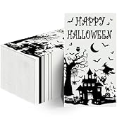 Horaldaily 100 Halloween Disposable Paper Decorative Guest Napkins, Castle Tree Bats Tomb Scary T...