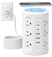 Power Strip Tower with USB Ports, 6.5 FT Extension Cord with Multiple Outlets (12AC+3A+2C) for Ho...