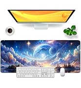 Galaxy Large Mouse Pad Blue Desk Pad Earth Theme Gaming Mouse Mat XL Cloud Desk Mat 31.5x11.8x0.1...