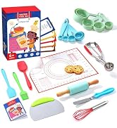 Vinino 11-Piece Kids Baking&Cooking Set – Real Baking Utensils with Cookbooks for Children, Toddl...