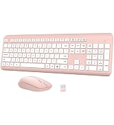Wireless Keyboard and Mouse Combo, Full-Size Silent Ergonomic Keyboard and Optical Mouse, Long Ba...