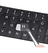 2PCS Universal English Keyboard Stickers with Tweezer, Keyboard Stickers Black Background with Wh...