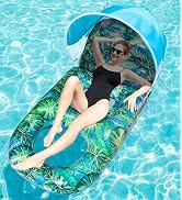 FindUWill Pool Floats with Canopy Adults - Extra Large Pool Float Lounger with Adjustable Backres...