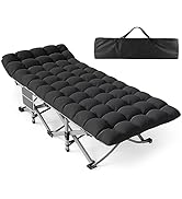 ZENPETIO Camping Cot for Adults, Heavy-Duty Portable Cot Bed with Mattress, Foldable Padded Sleep...