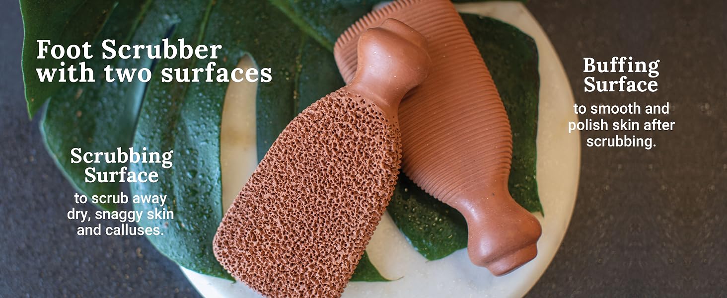 Foot Scrubber works to scrub away calluses and smooth dry, snaggy skin