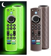 OneBom (2Pcs) Silicone Remote Cover Glow in The Dark with Black Lanyard, Lightweight Anti-Slip Sh...