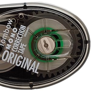 correction tape that doesn't tangle or pull, correction tape with gear for adjusting tape