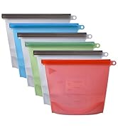 Performore Reusable Silicone Food Bags (Pack of 6) for Preservation, Airtight Seal, Silicone Vers...