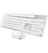 Wireless Keyboard and Mouse Combo with White Backlit, Rechargeable-White | Dual Mode Bluetooth & ...