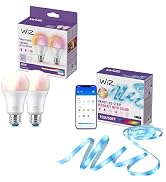 WiZ Connected - Bundle - RGB LED Strip 15m Plus 2 60W A19 Color Bulbs - Control with Voice or App...
