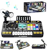 RedCrab Kids DJ Mixer Table with Microphone,Bluetooth,8 Piano Keys, LED Lights, Interactive Music...