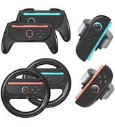 Younik 6 in 1 Switch 2 Accessories Bundle with 2 PCS Steering Wheel, 2 PCS J-con Grip and 2PCS Wr...