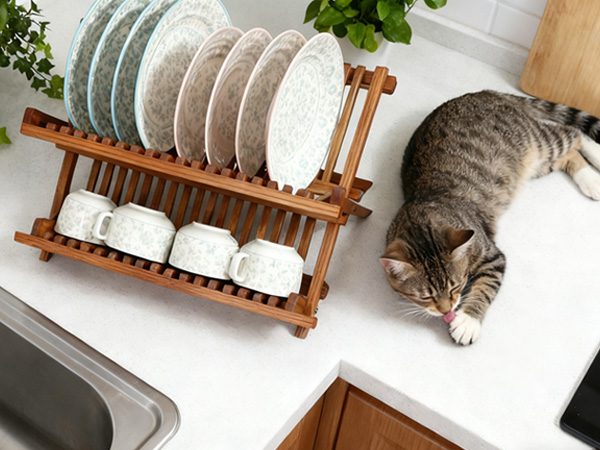 teak dish drying rack