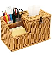 Tissue Box Cover Square with Storage, Multifunction Tissue Cube Box Holder, Farmhouse Wicker Remo...