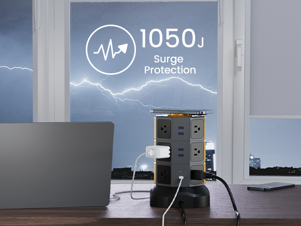 SUPERDANNY Power Strip 1050J Surge Protector Tower