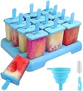 Alinana 12 Cavities Popsicles Molds, Without BPA Popsicle Molds with Built-in Popsicle Stick, DIY...