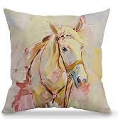BILLAION Pink Abstract Horse Pillow Covers 18x18, Horse Decor for Girls Room, Vintage Farmhouse A...