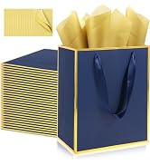 Addblu 28 Pack Bulk Luxury Gift Bags with Handles, Medium Size 9x7x3.15 Inches - Includes 28 Tiss...