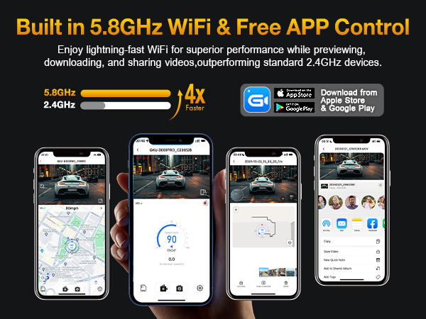 dash cam gps wifi app control