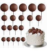 ASTARON 20 Pcs Ball Cake Topper Decorations Mini Balloons Cake Topper Sticks Brown Balls Cake Pic...