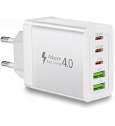 European Charger 5 Port USB C Charger Block, European Travel Plug Adapter Fast Charging Block PD ...