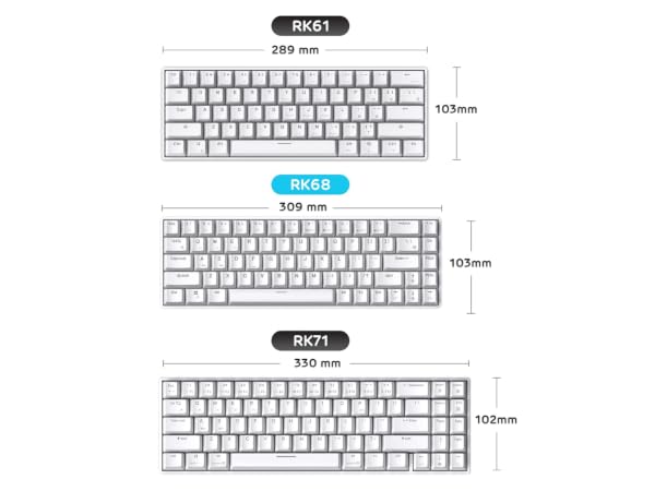 Hot-Swappable 65% Wireless Mechanical Keyboard, 60% 68 Keys Compact Bluetooth Gaming Keyboard
